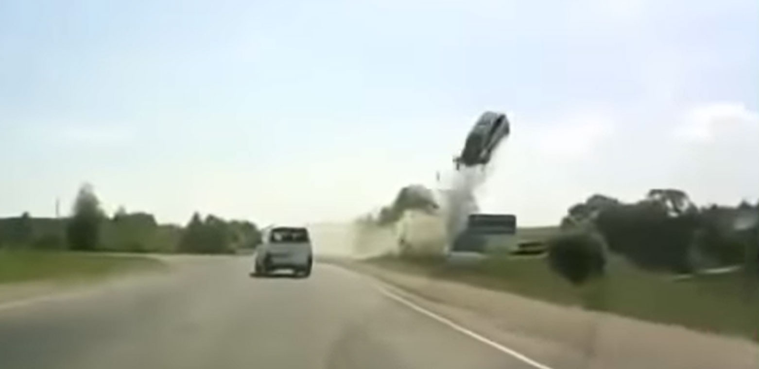 Minivan LAUNCHES Into the Air After Bad Crash