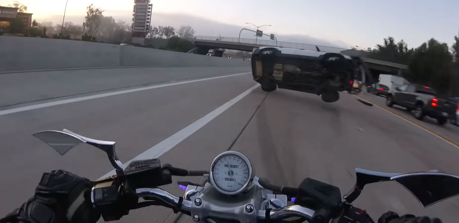 Motorcyclist Caught Up in Nasty Accident on San Diego Highway