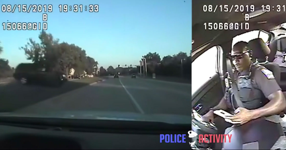 Minivan Crosses Median and Crashes into Cop Car