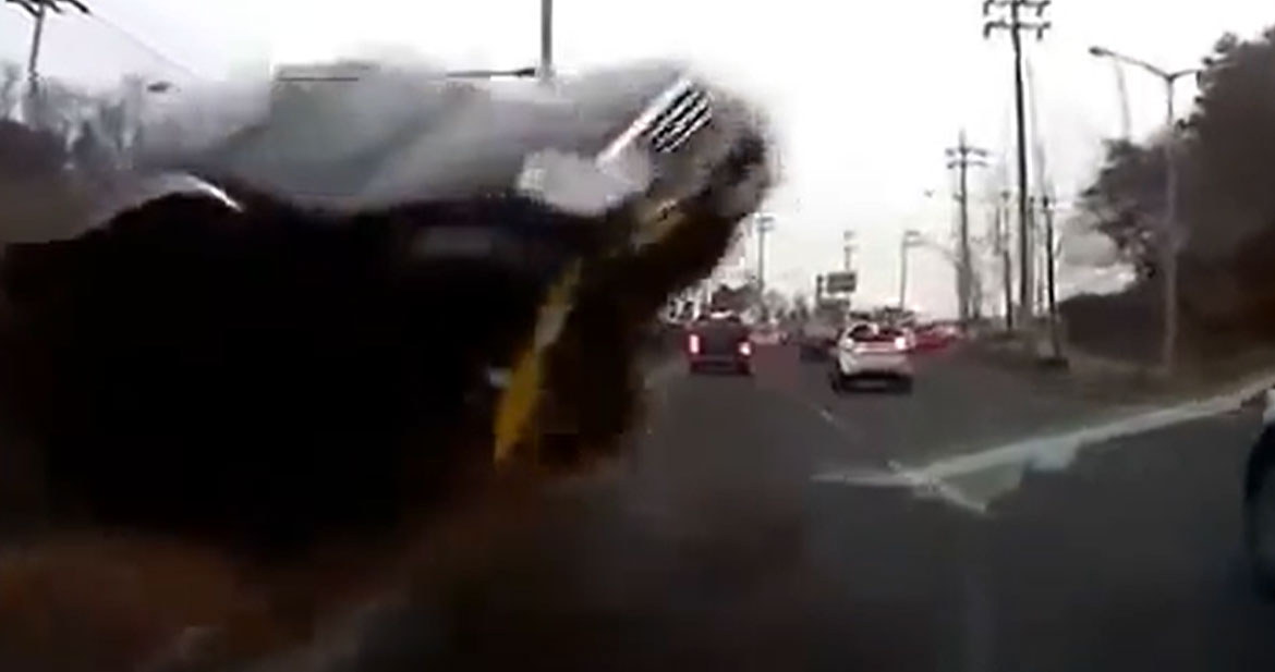 SUV Launches Over Median in Surprise Head-on Crash